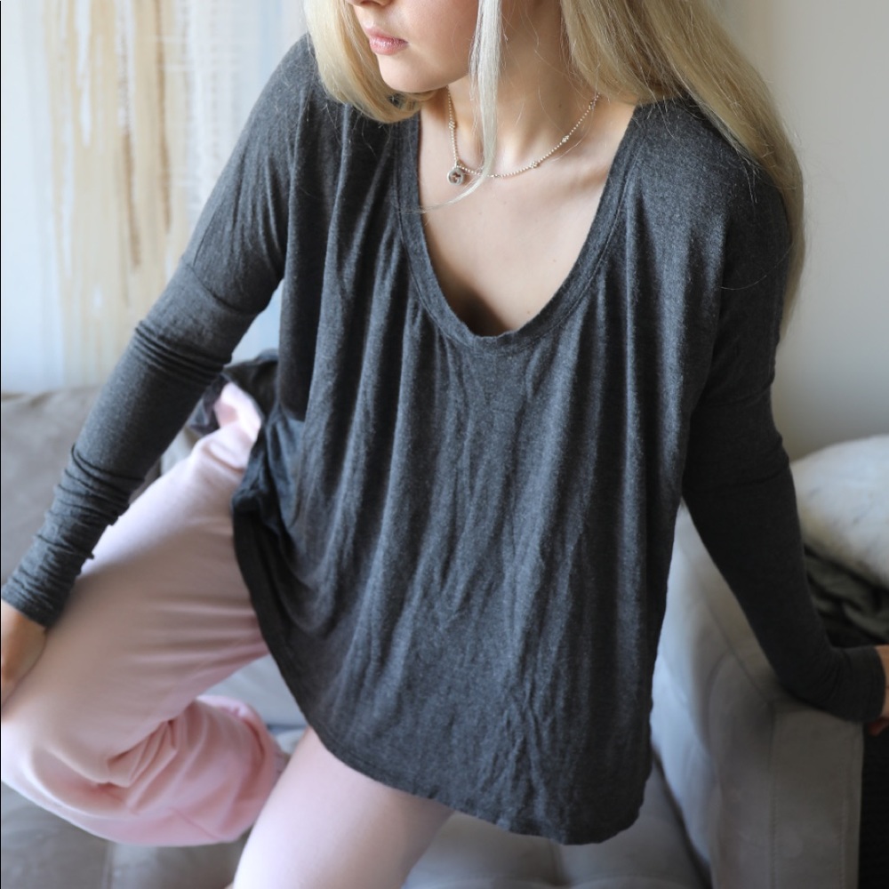 Brandy melville charcoal long sleeve flowy top